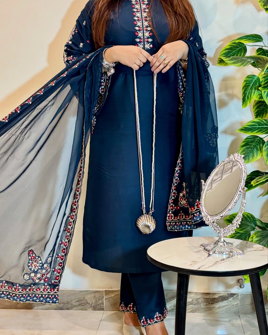 Bahar-e-Neel 3pcs Embroidered Dress