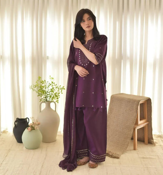 Anya 3pc Embroidered(Farshi Shalwar)
