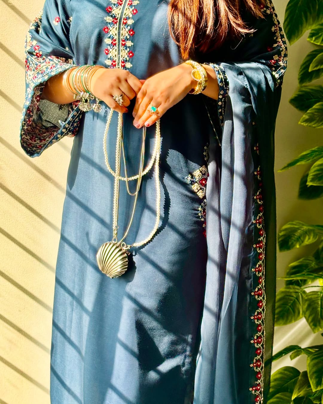 Bahar-e-Neel 3pcs Embroidered Dress