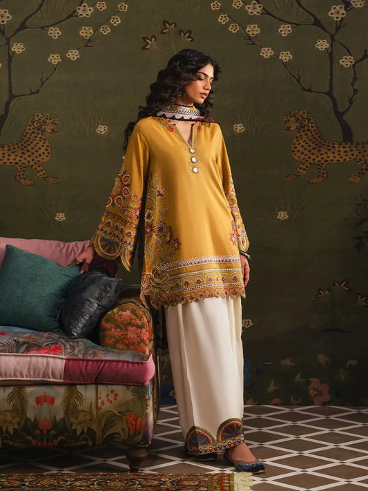 Sunehri 3pc Embroidered Dress (Farshi Shalwar)
