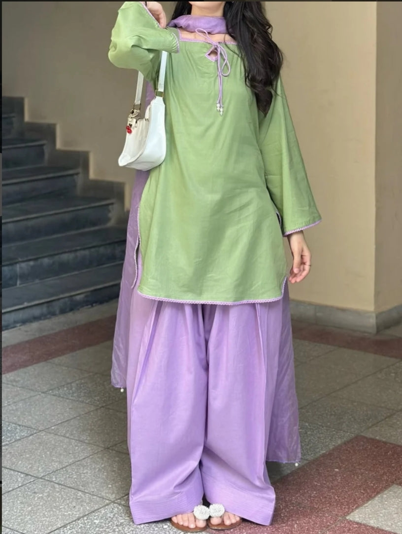 Green Parrot 3pc Dress(Farshi Shalwar)