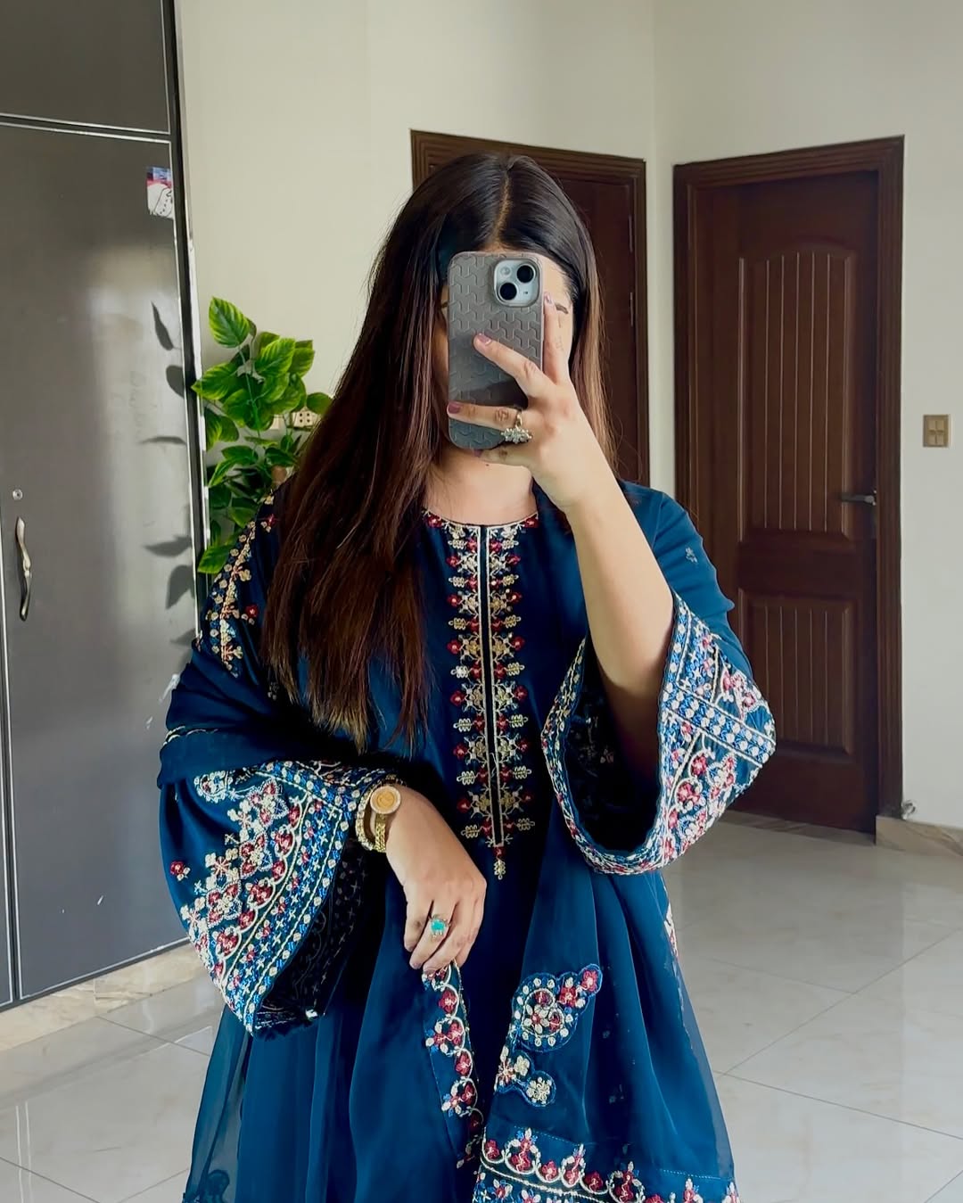 Bahar-e-Neel 3pcs Embroidered Dress